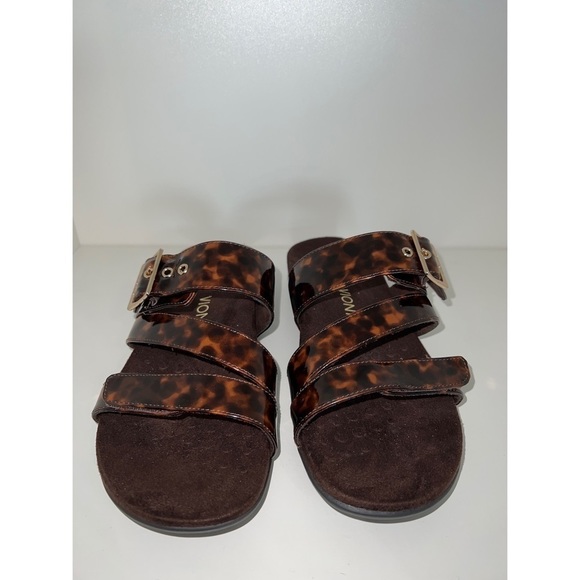 Vionic SKYLAR TORTOISE SHELL FAUX PATENT ORTHOPEDIC SLIDE - SIZE 9 - Picture 2 of 7